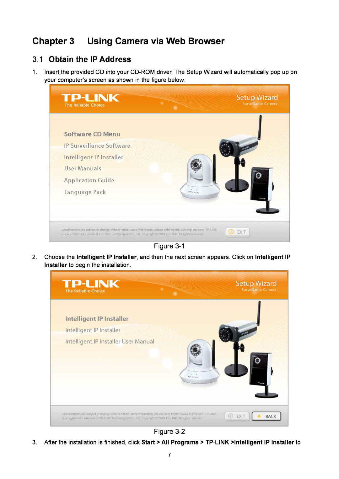 TP-Link TL-SC2020 manual Using Camera via Web Browser, Obtain the IP Address 