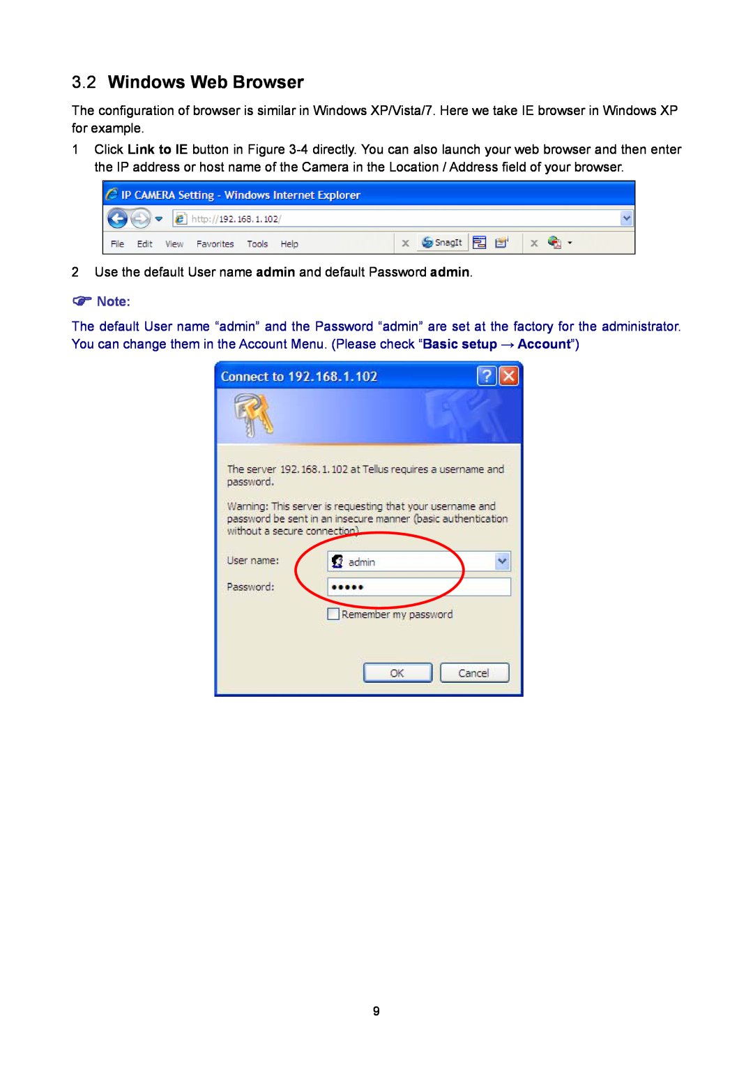 TP-Link TL-SC2020 manual Windows Web Browser,  Note 