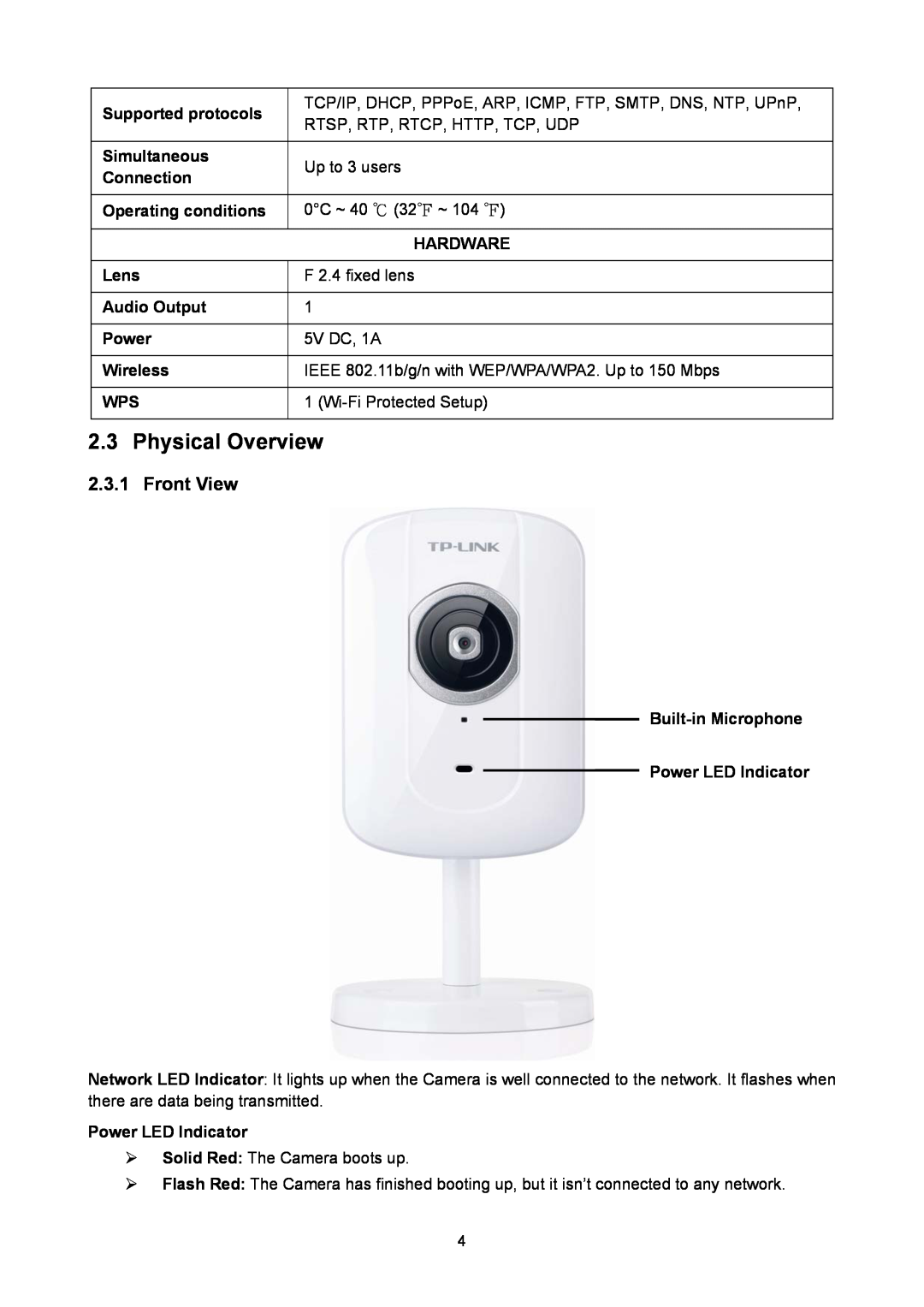TP-Link TL-SC2020N manual Physical Overview, Front View 