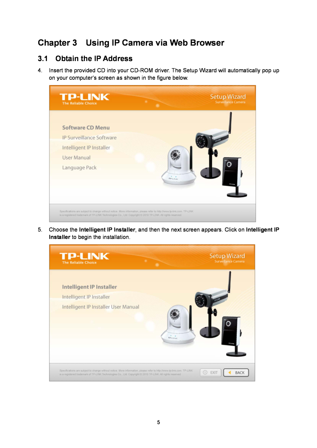TP-Link TL-SC3130G manual Using IP Camera via Web Browser, Obtain the IP Address 