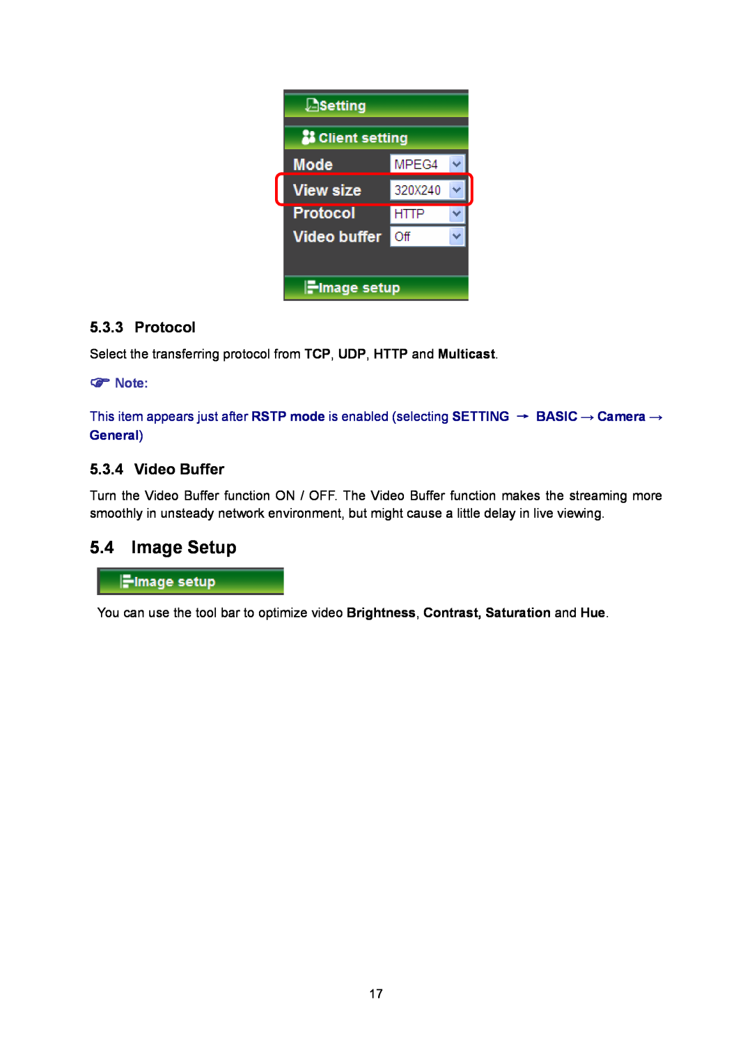TP-Link TL-SC3130G manual Image Setup, Protocol, Video Buffer 