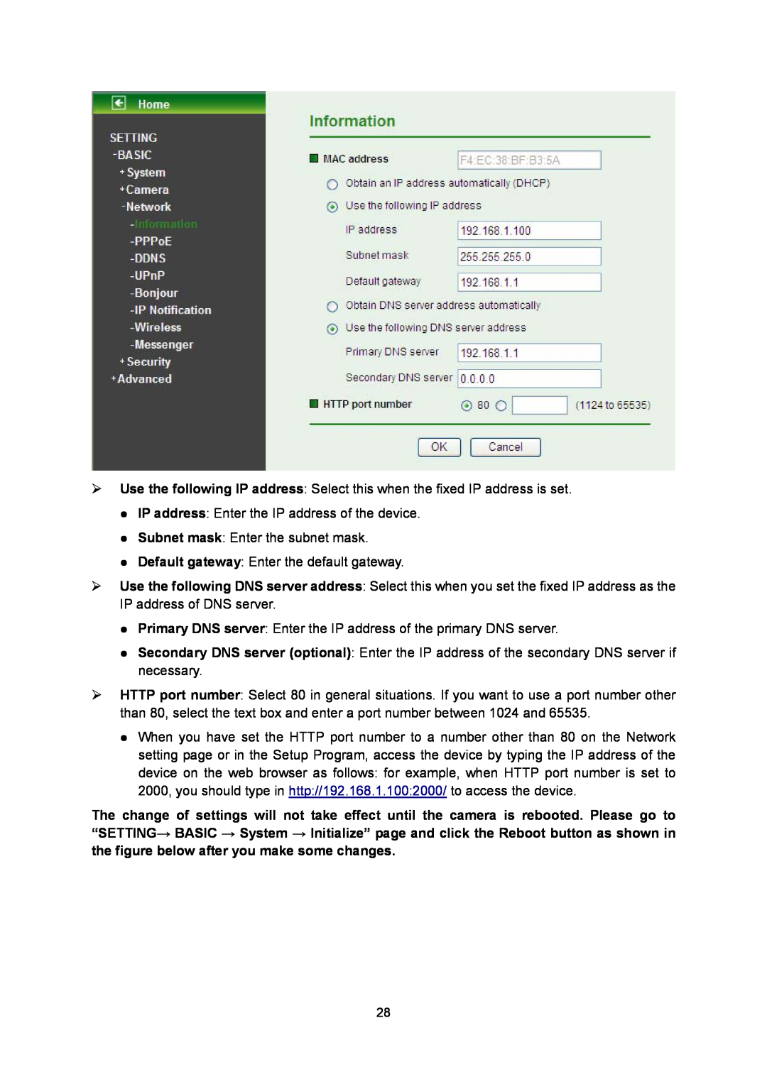 TP-Link TL-SC3130G manual z IP address: Enter the IP address of the device 