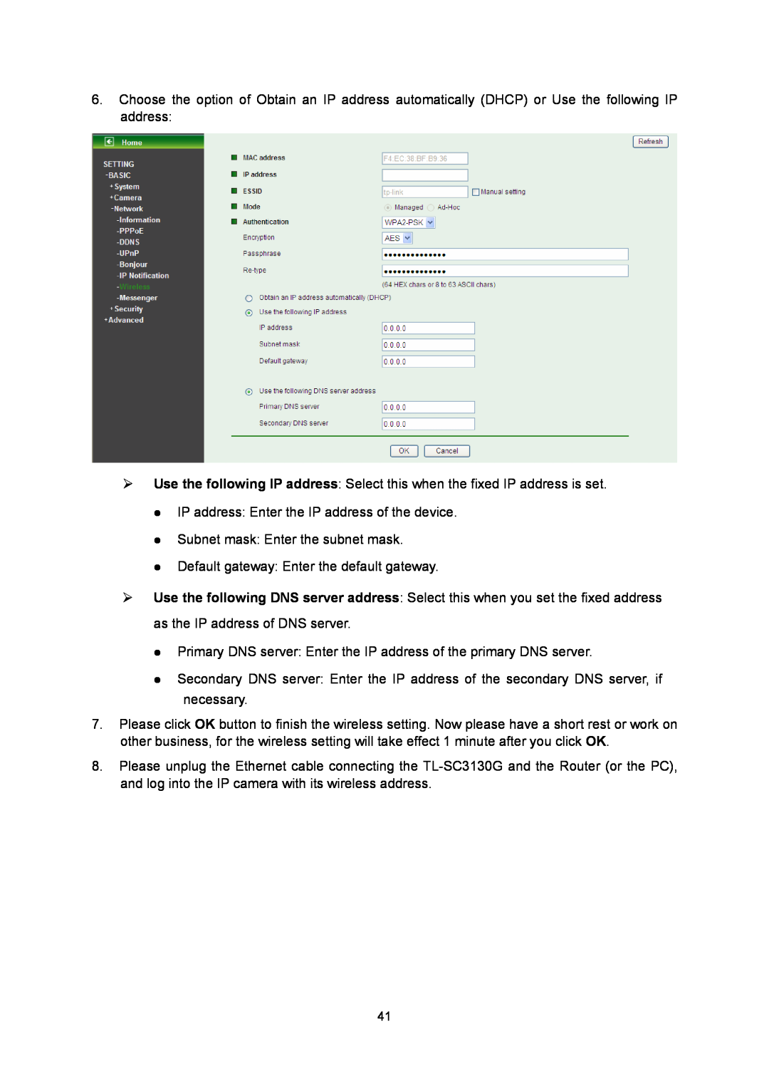 TP-Link TL-SC3130G manual z IP address: Enter the IP address of the device 