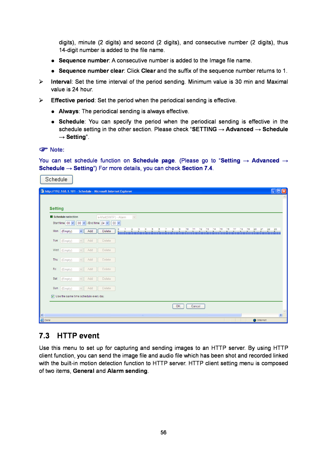 TP-Link TL-SC3130G manual HTTP event, → Setting” 