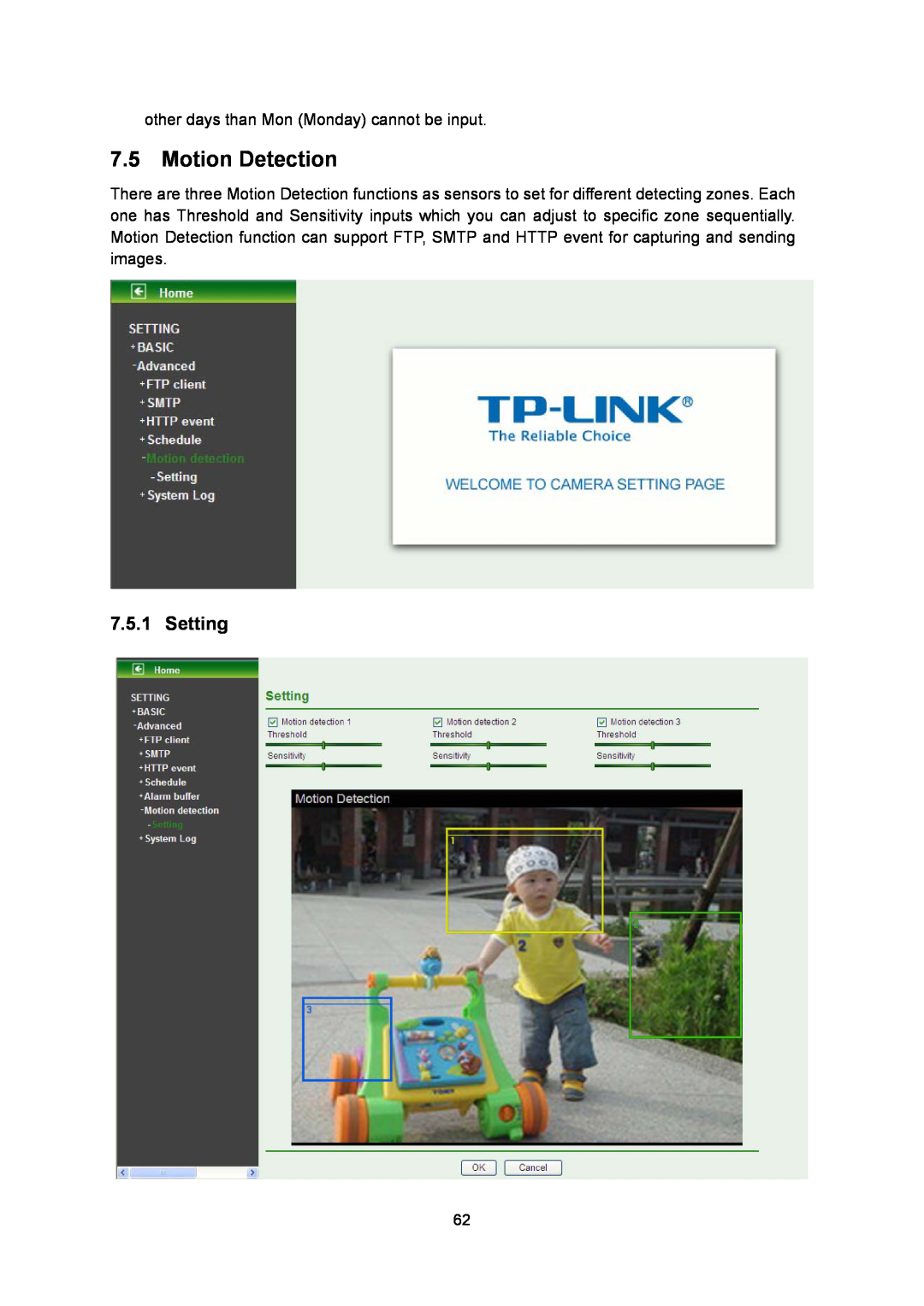 TP-Link TL-SC3130G manual Motion Detection, Setting 