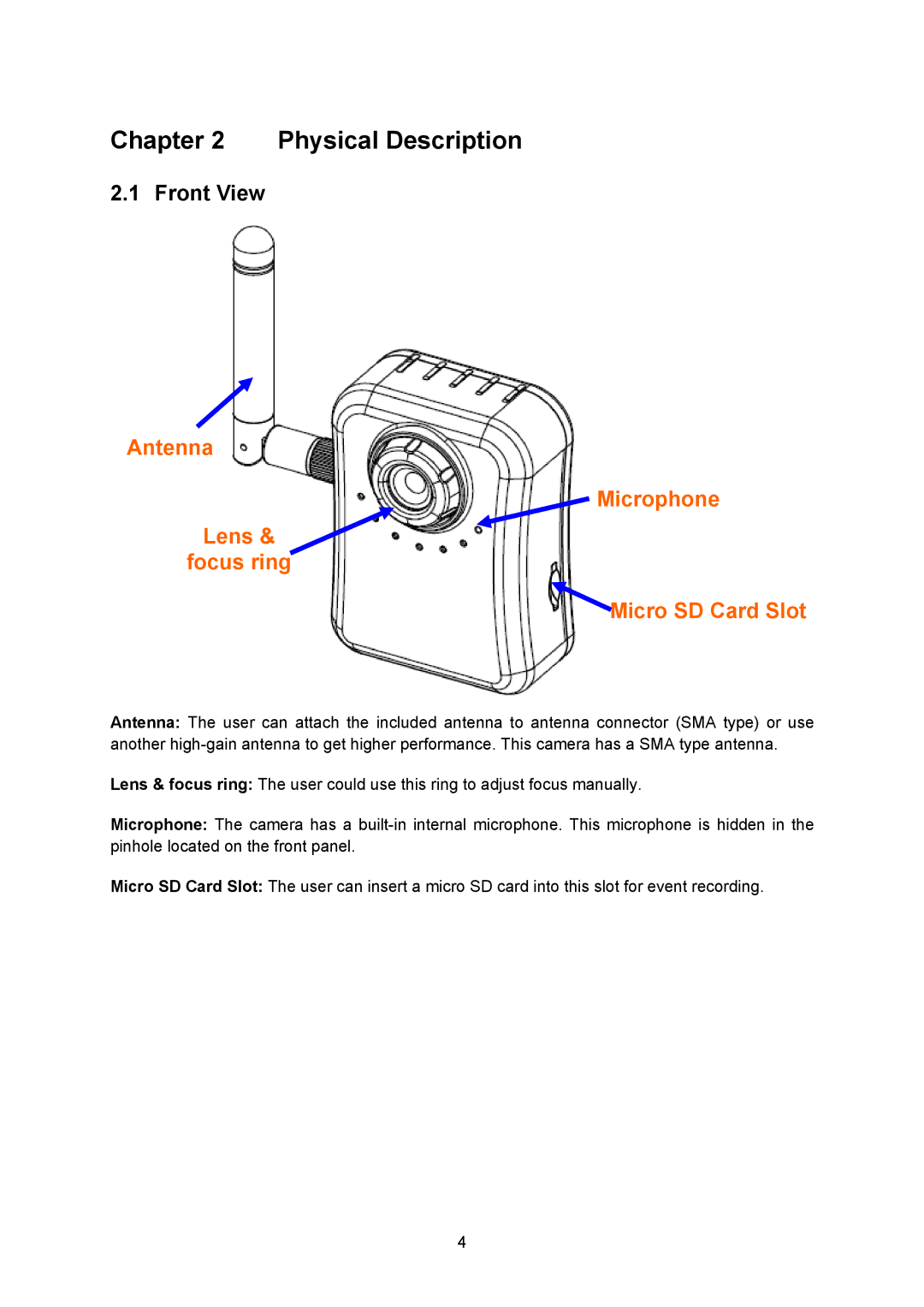 TP-Link TL-SC3230N, TL-SC323ON manual Physical Description, Front View 