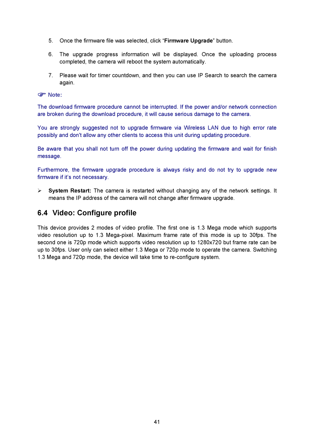 TP-Link TL-SC323ON, TL-SC3230N manual Video Configure profile 