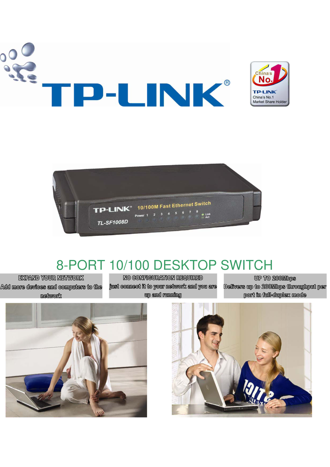 TP-Link TL-SF1008D manual Port 10/100 Desktop Switch 