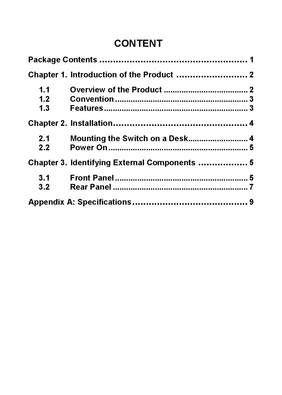 TP-Link TL-SF1008P manual Package Contents, Installation, Appendix a Specifications 