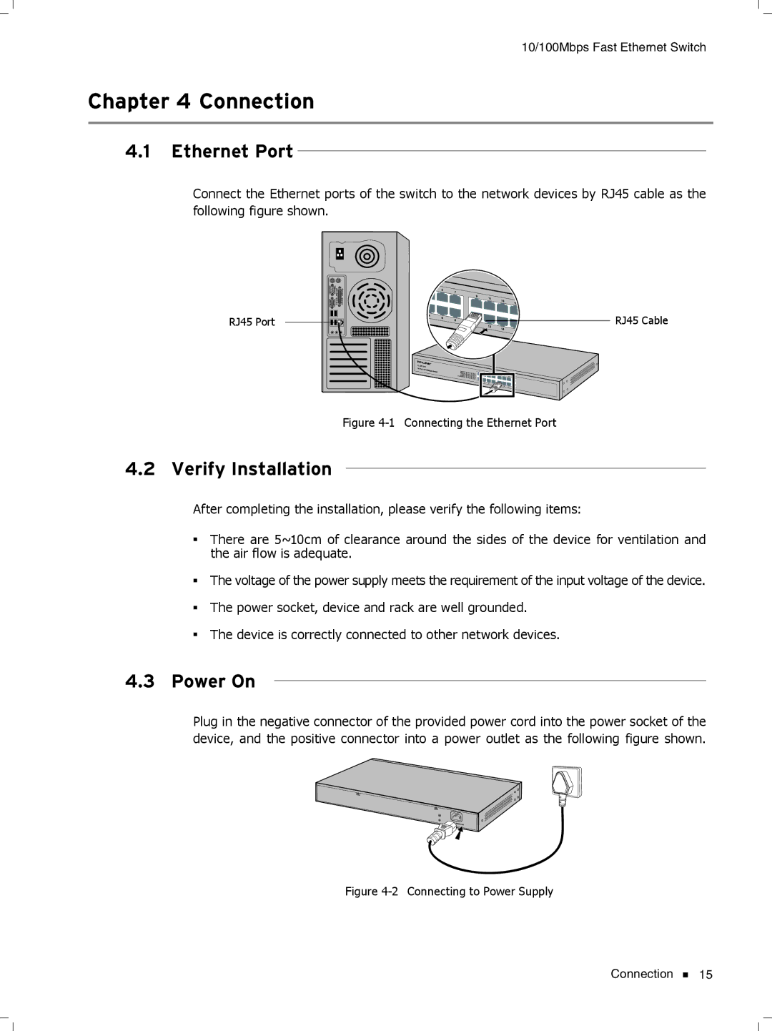 TP-Link TL-SF1016DS, TL-SF1048, TL-SF1024D manual CCCCCCCCCCConnection, Ethernet Port, Verify Installation, Power On 