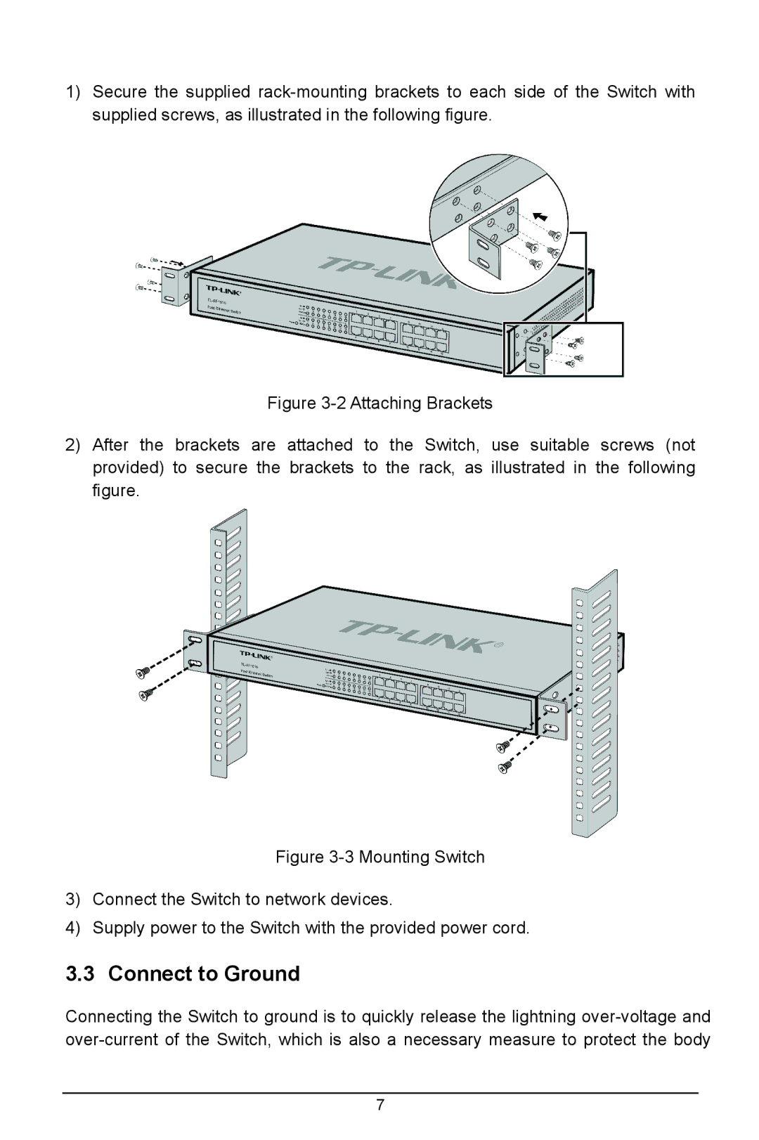 TP-Link TL-SF1048, TL-SF1024D, TL-SF1016DS manual Connect to Ground 