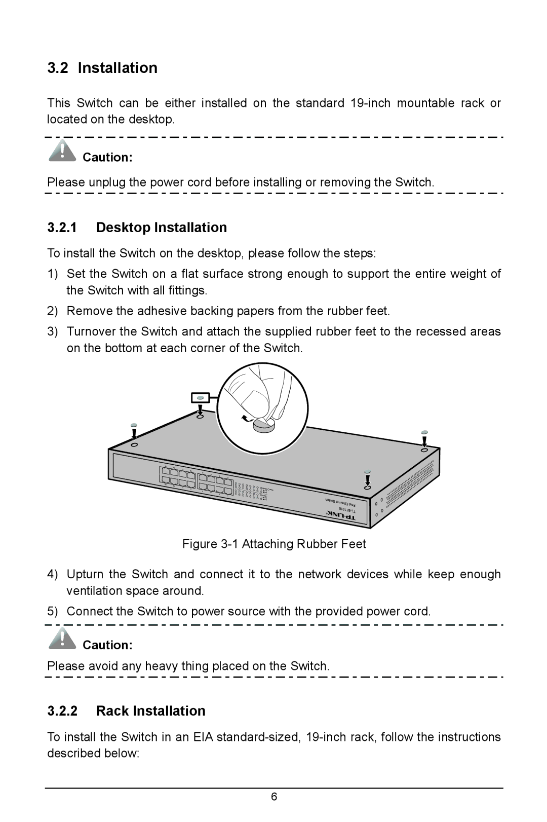 TP-Link TL-SF1016DS, TL-SF1048, TL-SF1024D manual Desktop Installation 