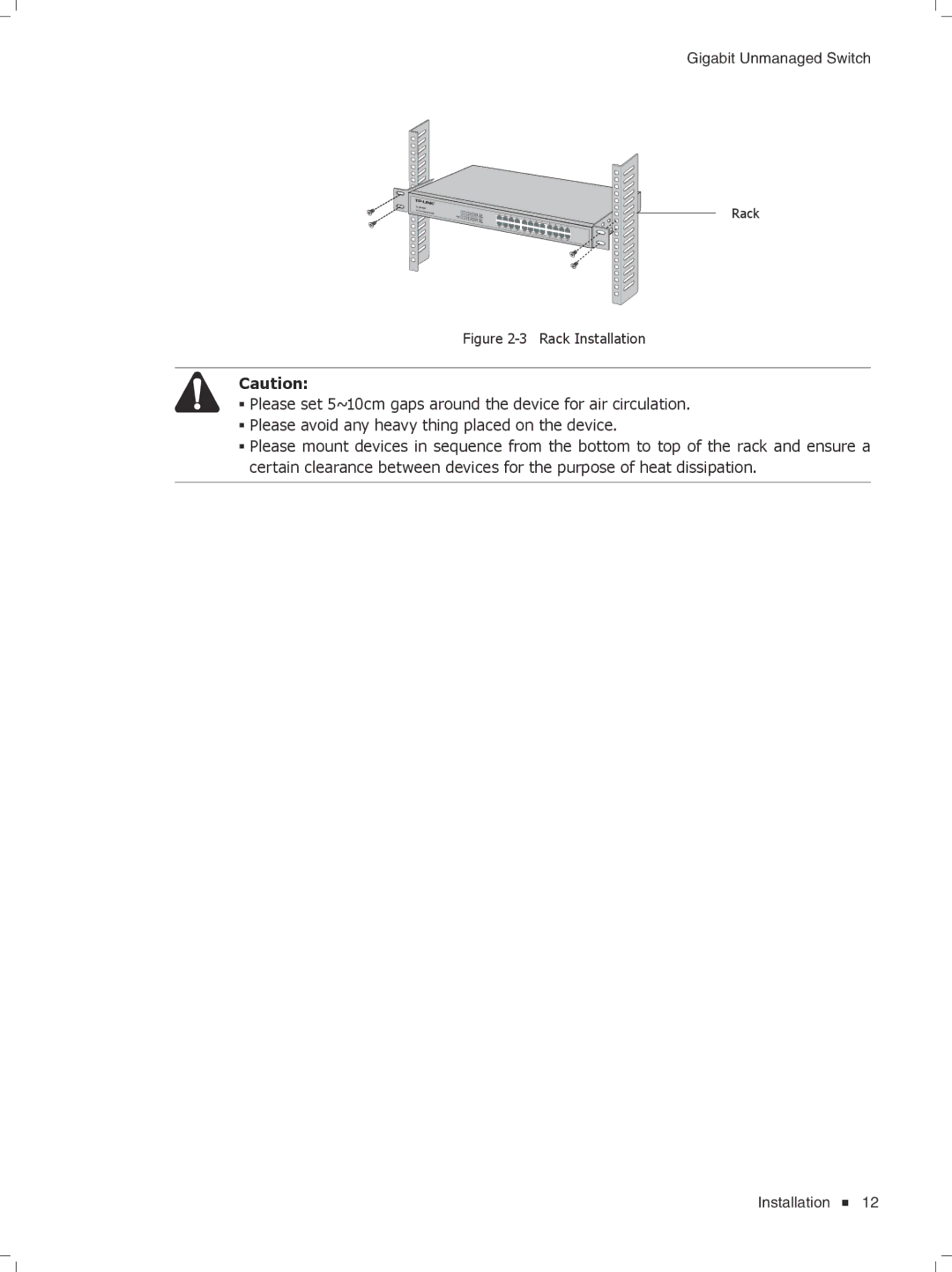 TP-Link TL-SG1016D, tl-sg1048, TL-SG1008PE, TL-SG1024D manual Fffffffffff Rack Installation 