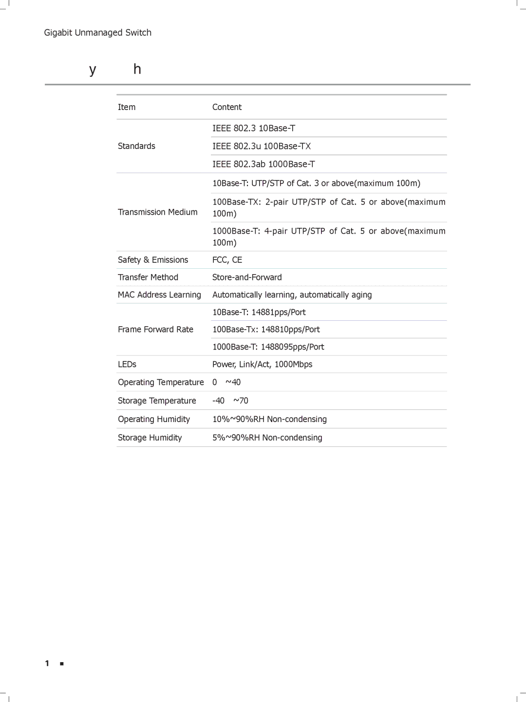 TP-Link tl-sg1048, TL-SG1016D, TL-SG1008, TL-SG1024D manual Appendix B Specifications, Fcc, Ce 