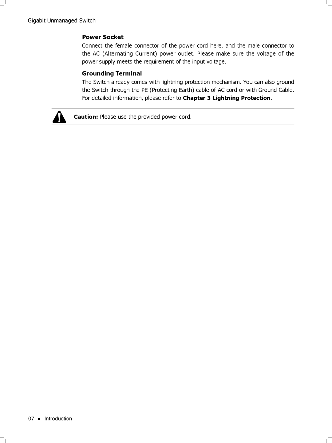 TP-Link tl-sg1048 manual Power Socket, Grounding Terminal 