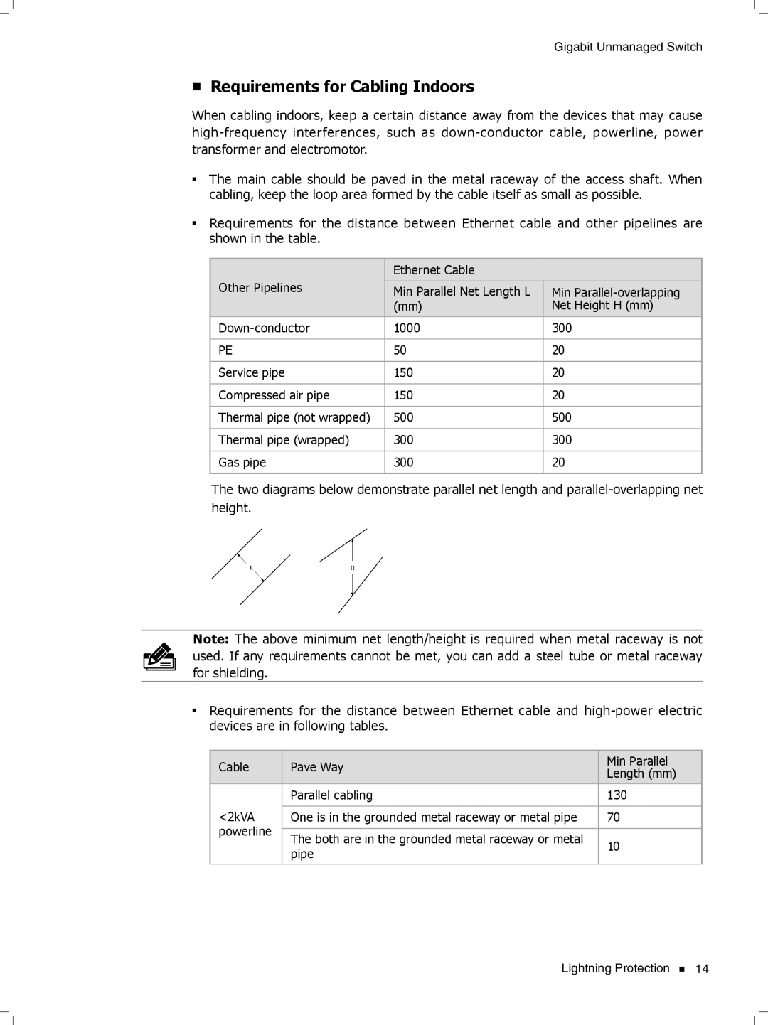 TP-Link tl-sg1048 manual Requirements for Cabling Indoors 