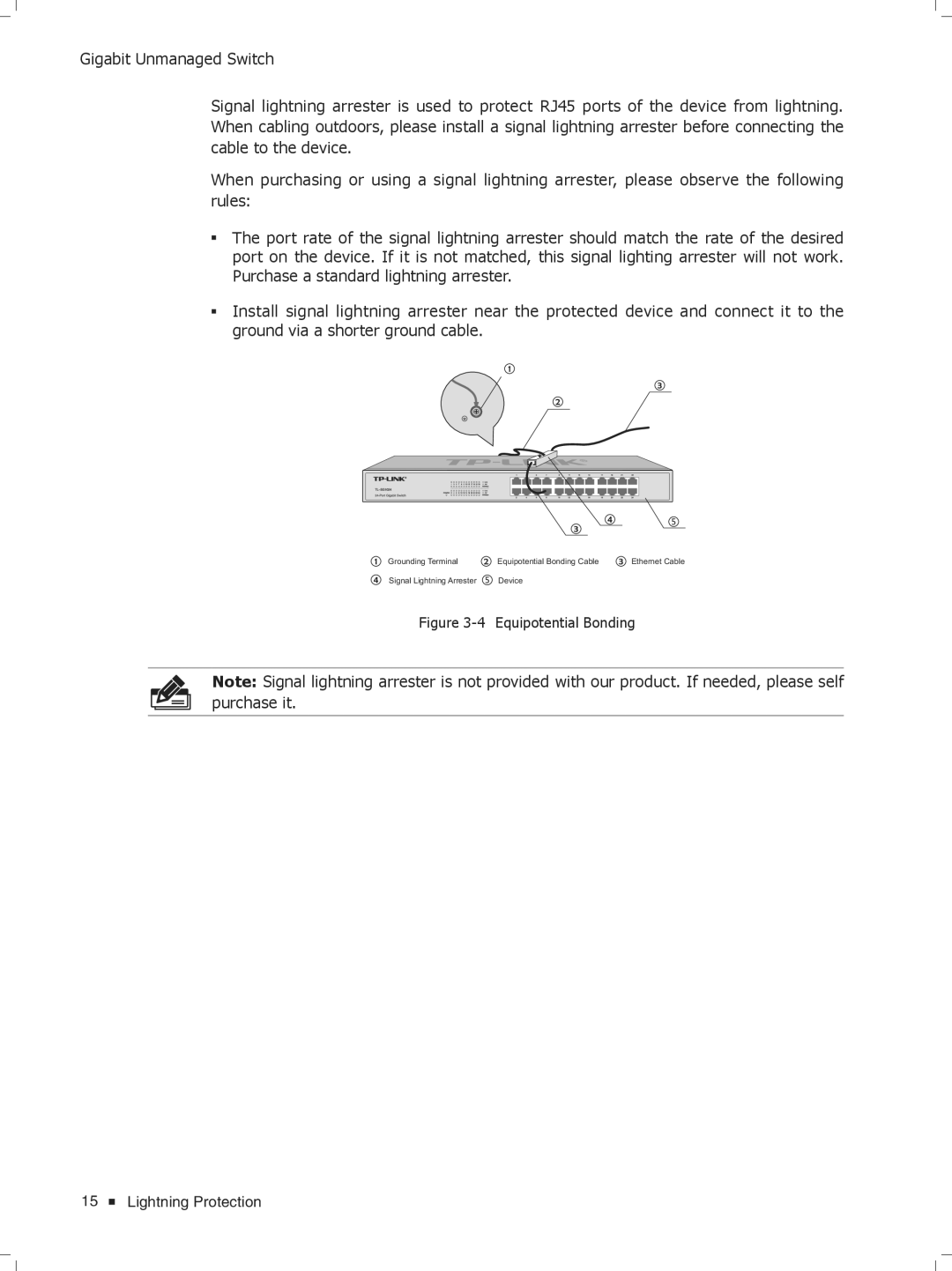 TP-Link TL-SG1048/TL-SG1024, TL-SG1204D/TL-SG1016, TL-SG1016D/TL-SG1008 manual Lightning Protection 