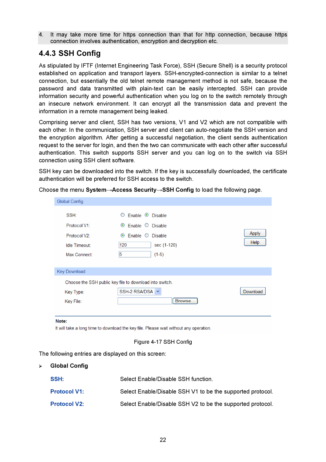 TP-Link TL-SG2008 manual SSH Config, Select Enable/Disable SSH function 