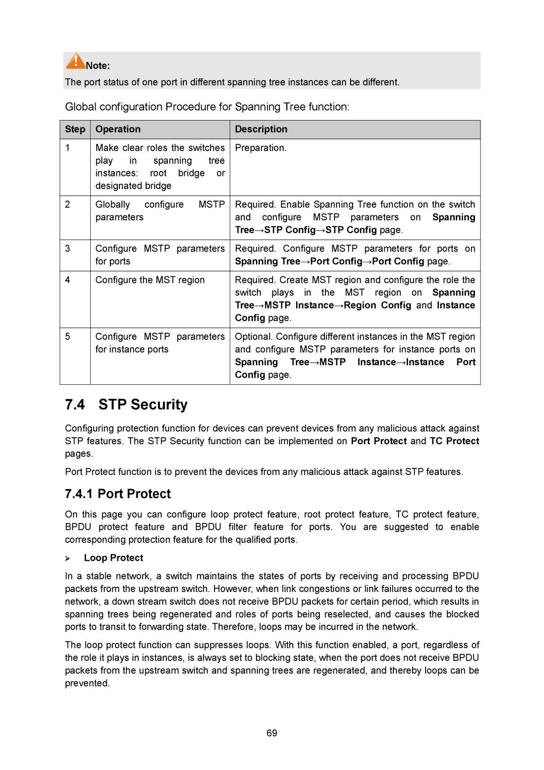 TP-Link TL-SG2008 manual STP Security, Port Protect 