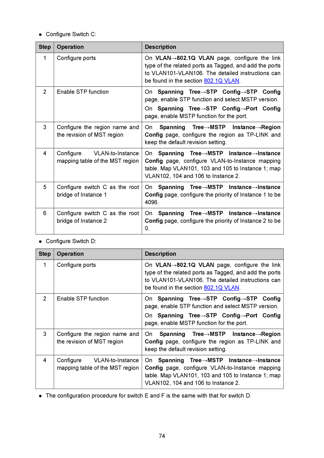 TP-Link TL-SG2008 manual On Spanning Tree→STP Config→Port Config 