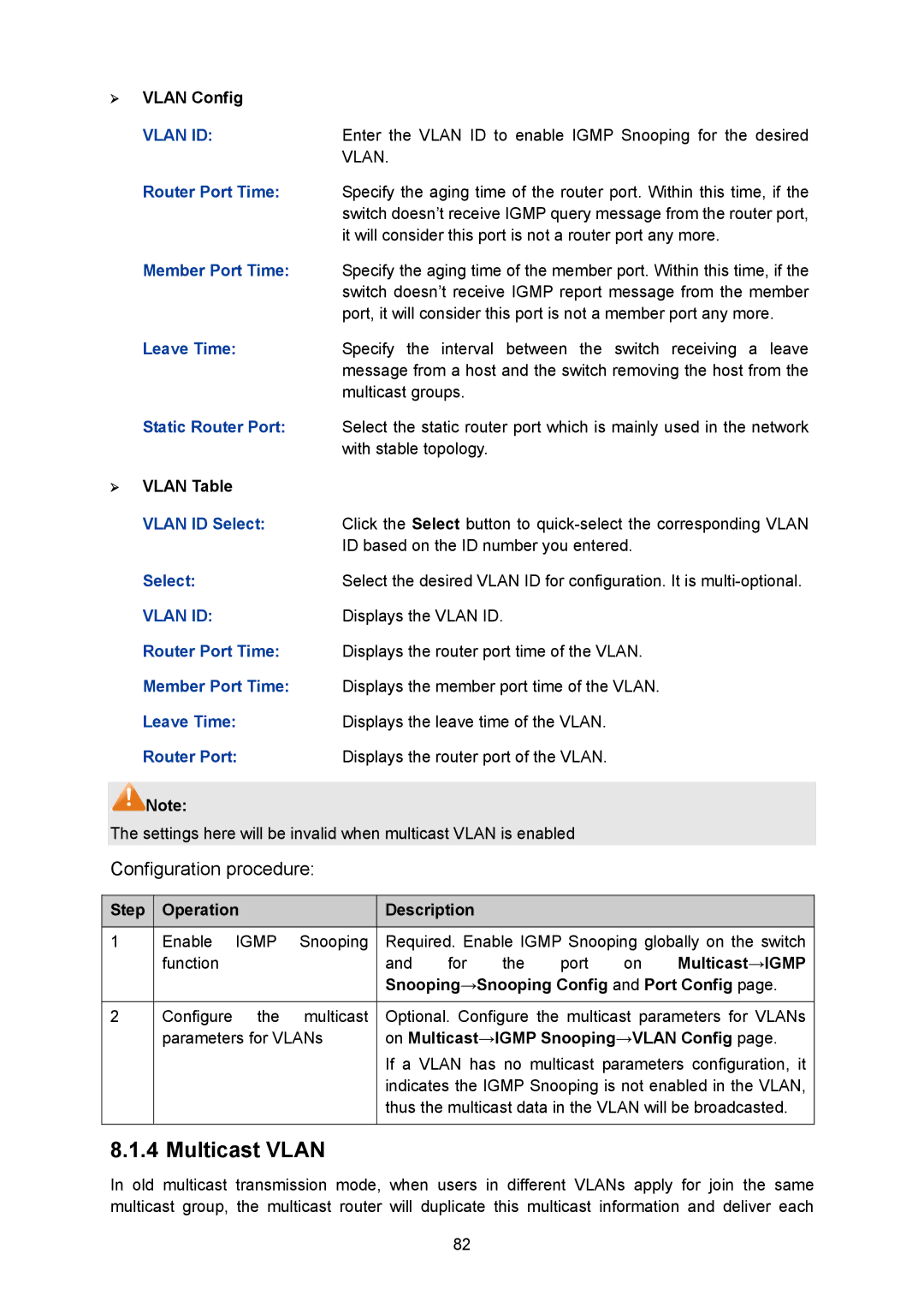 TP-Link TL-SG2008 manual Multicast Vlan 