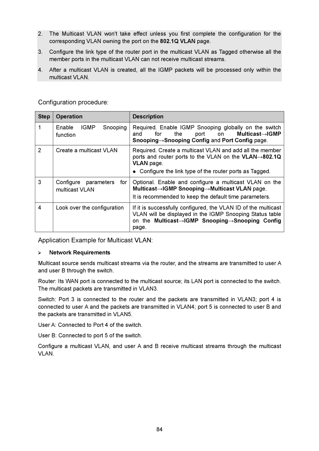 TP-Link TL-SG2008 manual Multicast→IGMP Snooping→Multicast Vlan, On the Multicast→IGMP Snooping→Snooping Config 