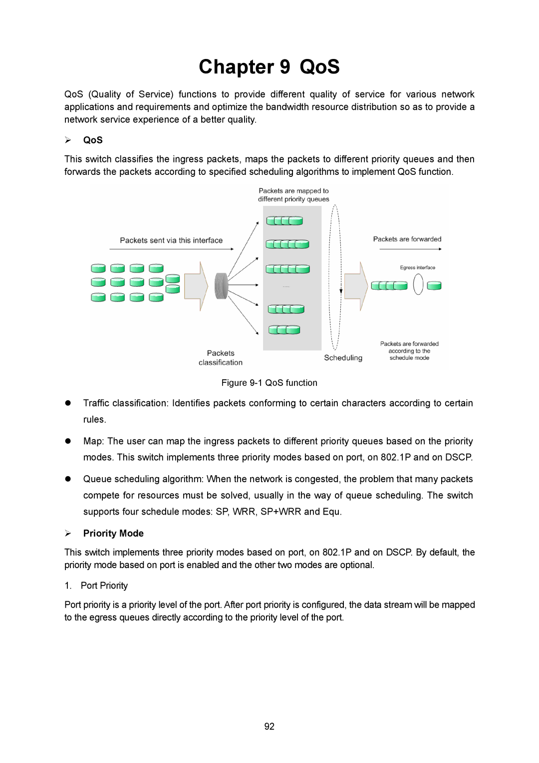 TP-Link TL-SG2008 manual ¾ QoS, ¾ Priority Mode 