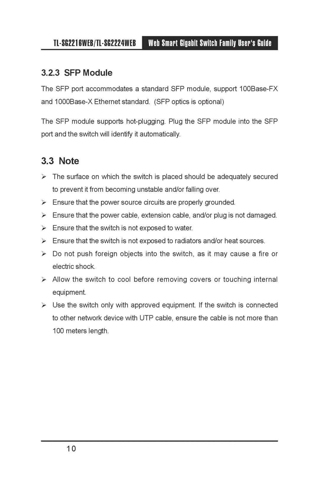 TP-Link TL-SG2224WEB, TL-SG2216WEB manual SFP Module 