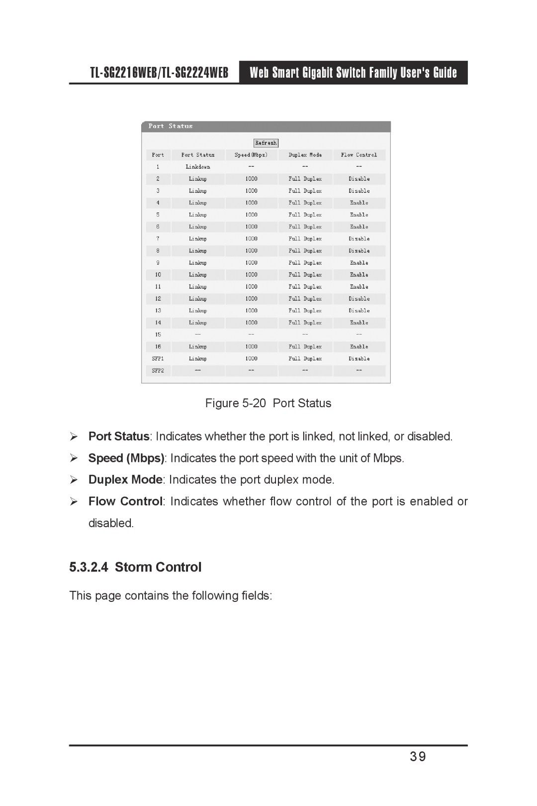 TP-Link TL-SG2216WEB, TL-SG2224WEB manual Storm Control 