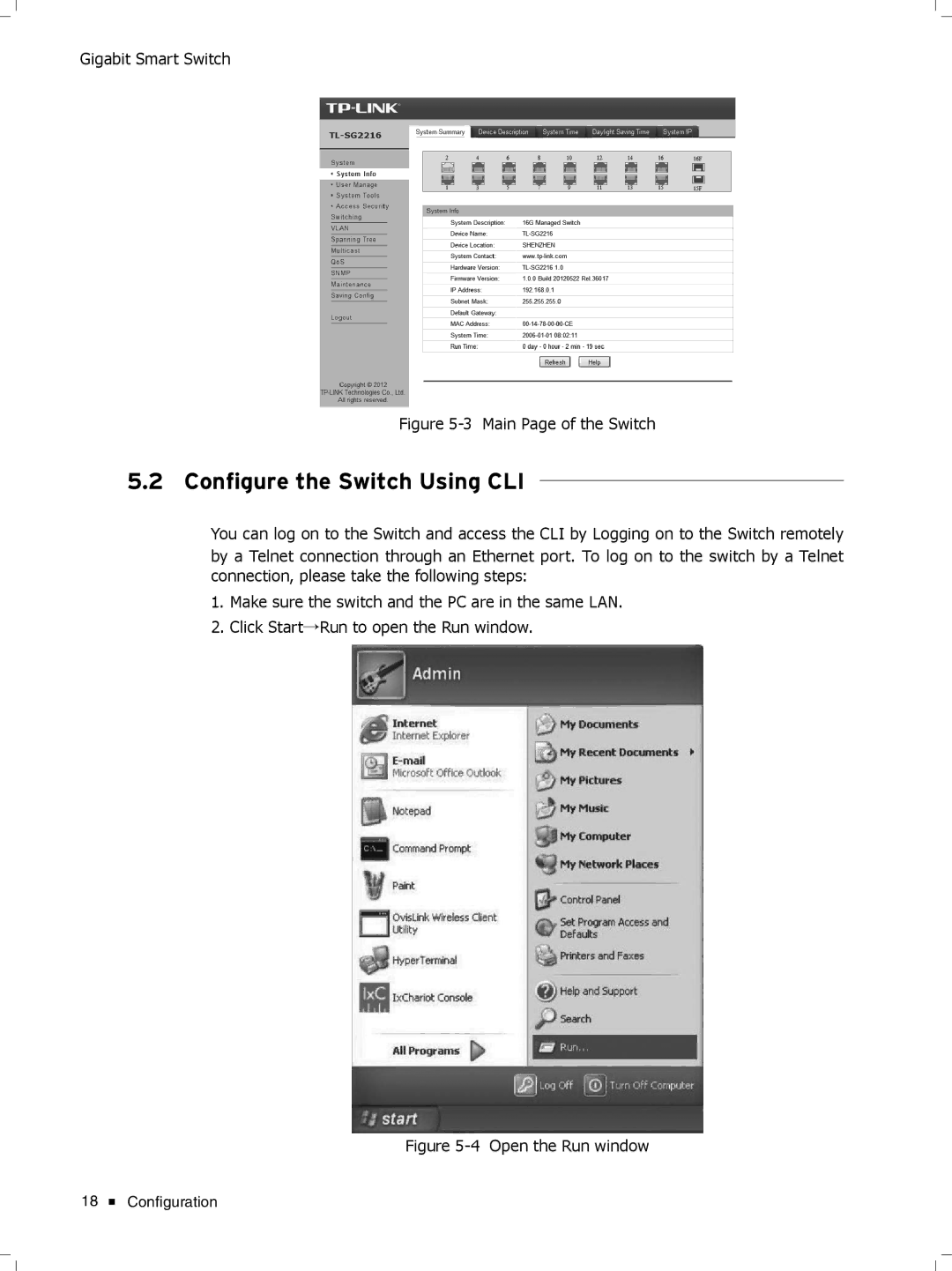 TP-Link TL-SG2424, TL-SG2216 manual Configure the Switch Using CLI 