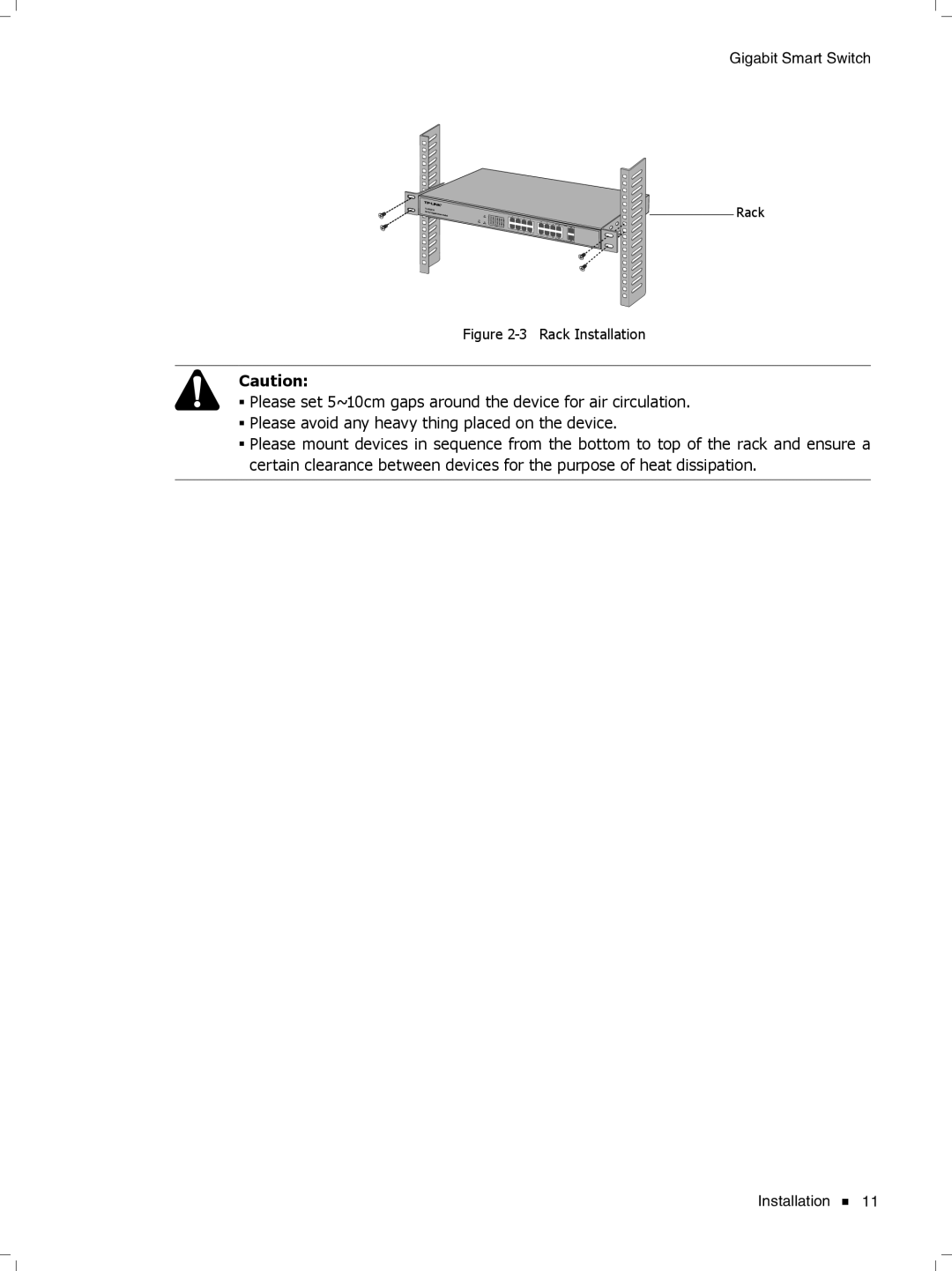 TP-Link TL-SG2424, TL-SG2452, Tl-SB2216 manual Fffffffffff Rack Installation 