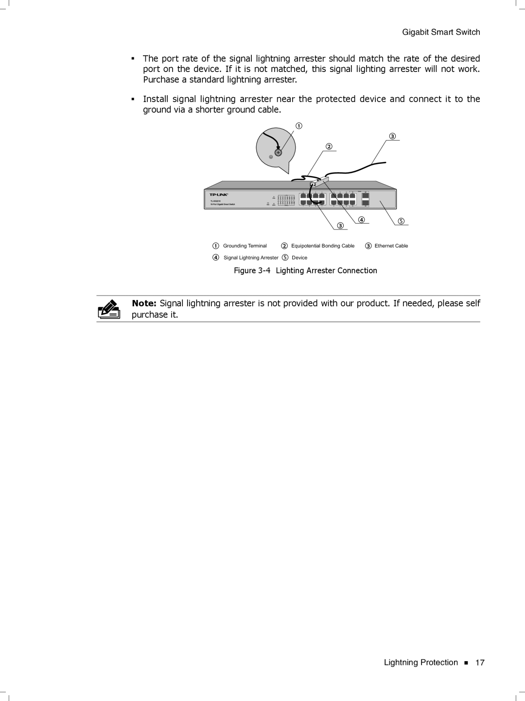 TP-Link TL-SG2424, TL-SG2452, Tl-SB2216 manual Fffffffffff Lighting Arrester Connection 