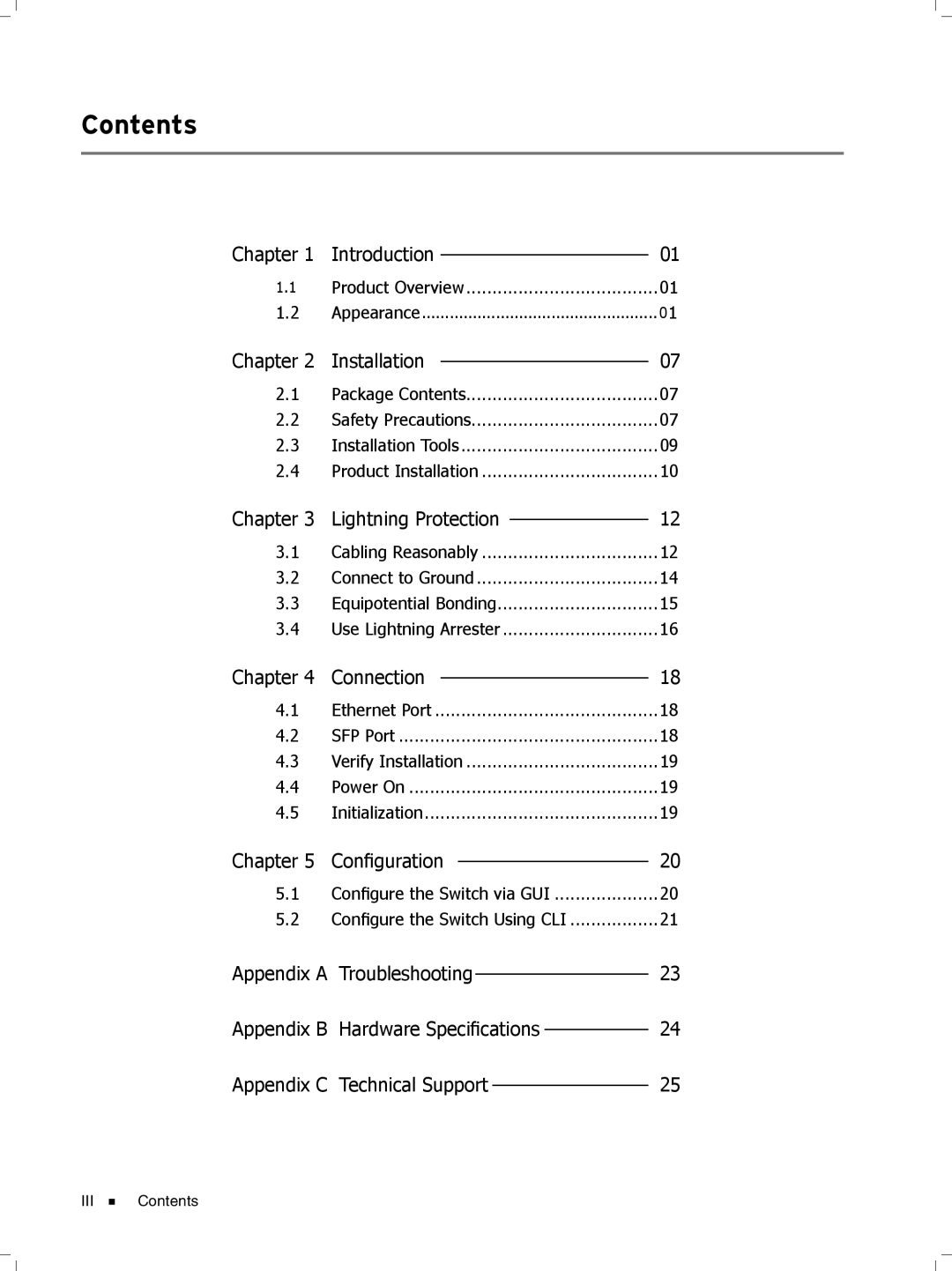 TP-Link TL-SG2452, TL-SG2424, Tl-SB2216 manual Contents 