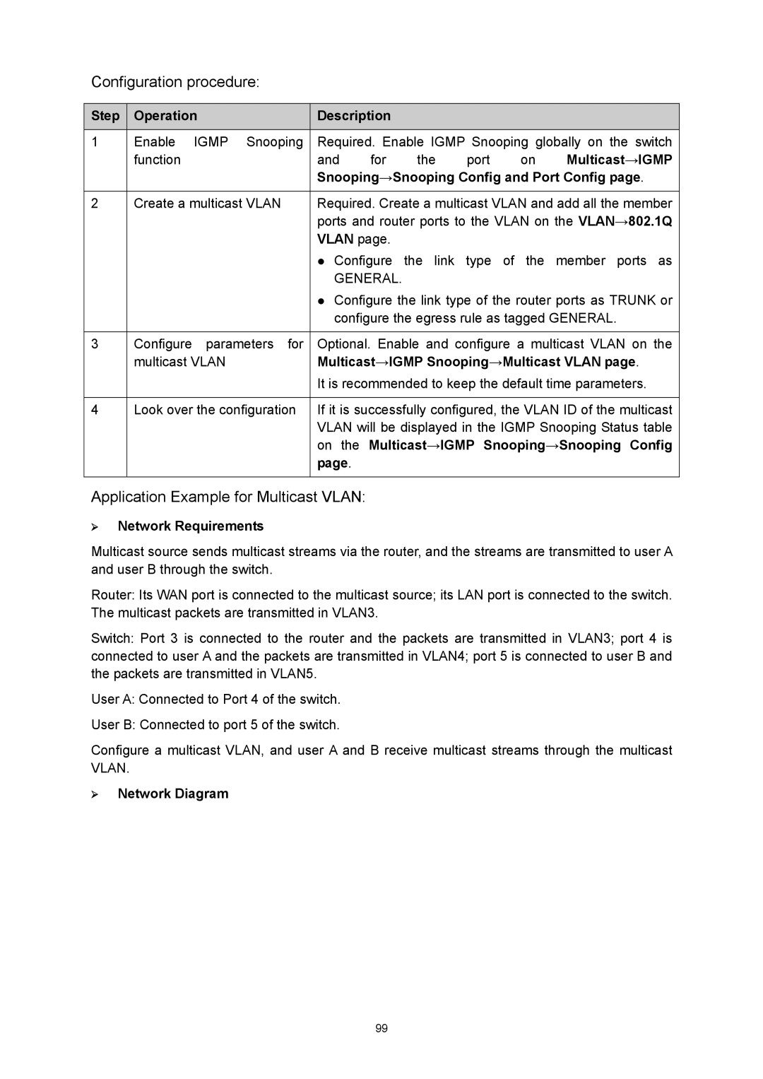 TP-Link TL-SG3216 manual Multicast→IGMP Snooping→Multicast Vlan, On the Multicast→IGMP Snooping→Snooping Config 