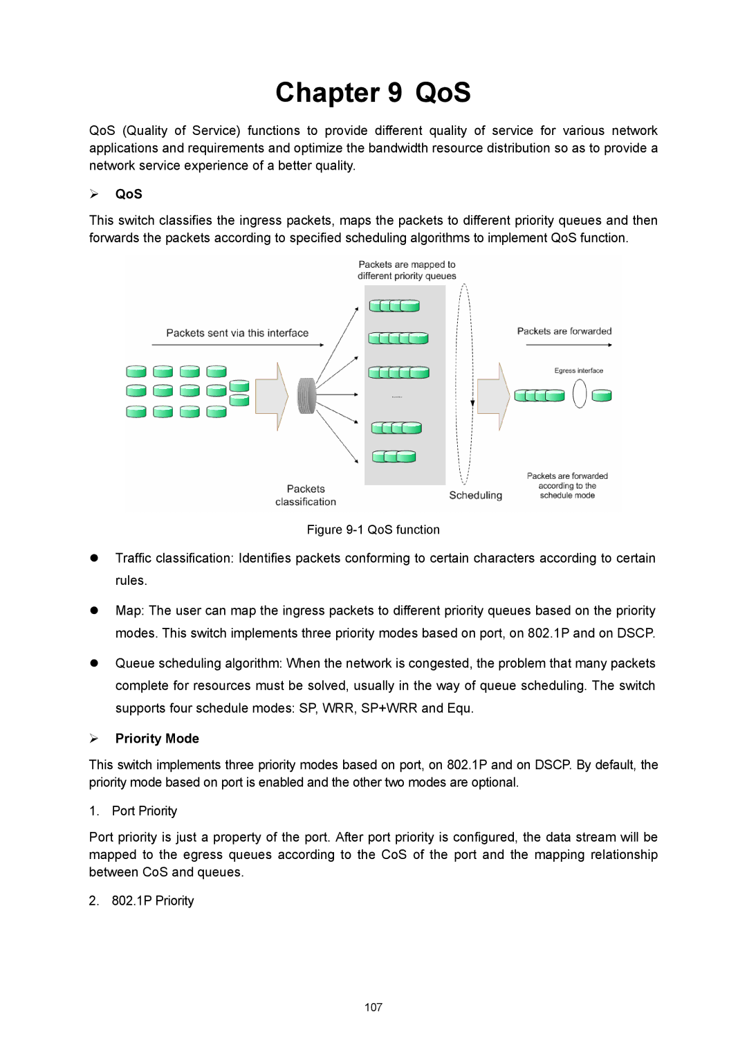 TP-Link TL-SG3216 manual ¾ QoS, ¾ Priority Mode 