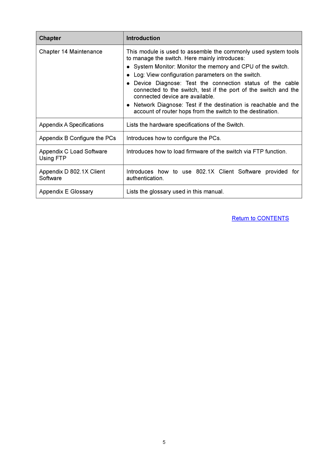 TP-Link TL-SG3216 manual Return to Contents 