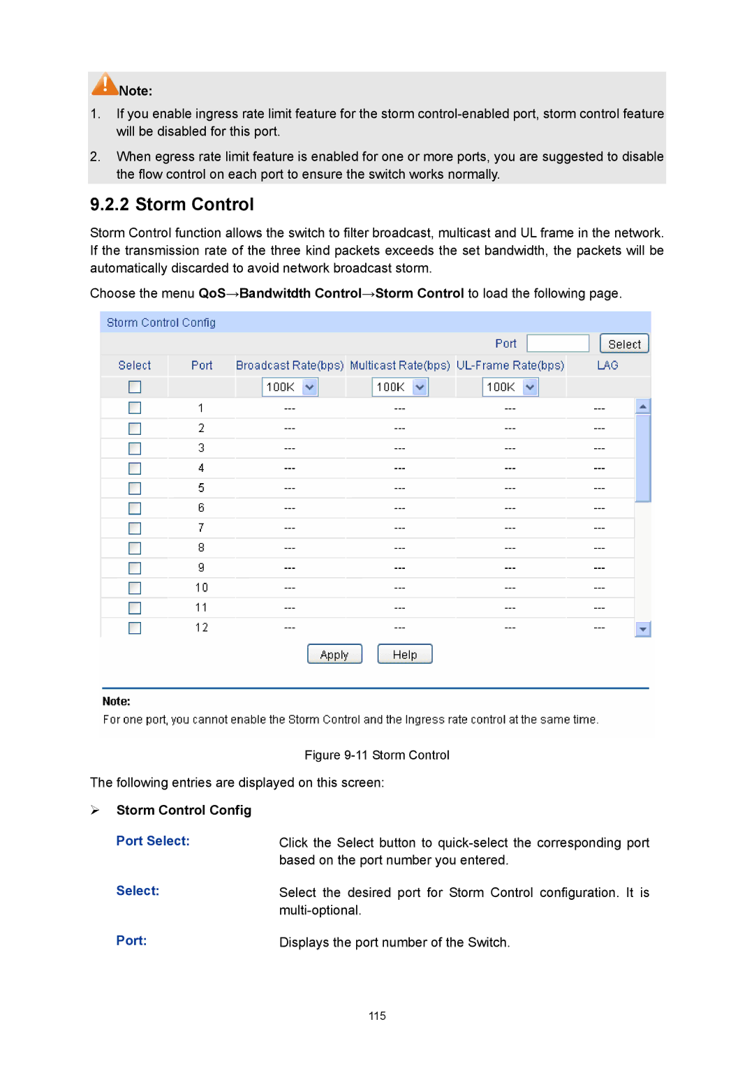 TP-Link TL-SG3216 manual ¾ Storm Control Config 