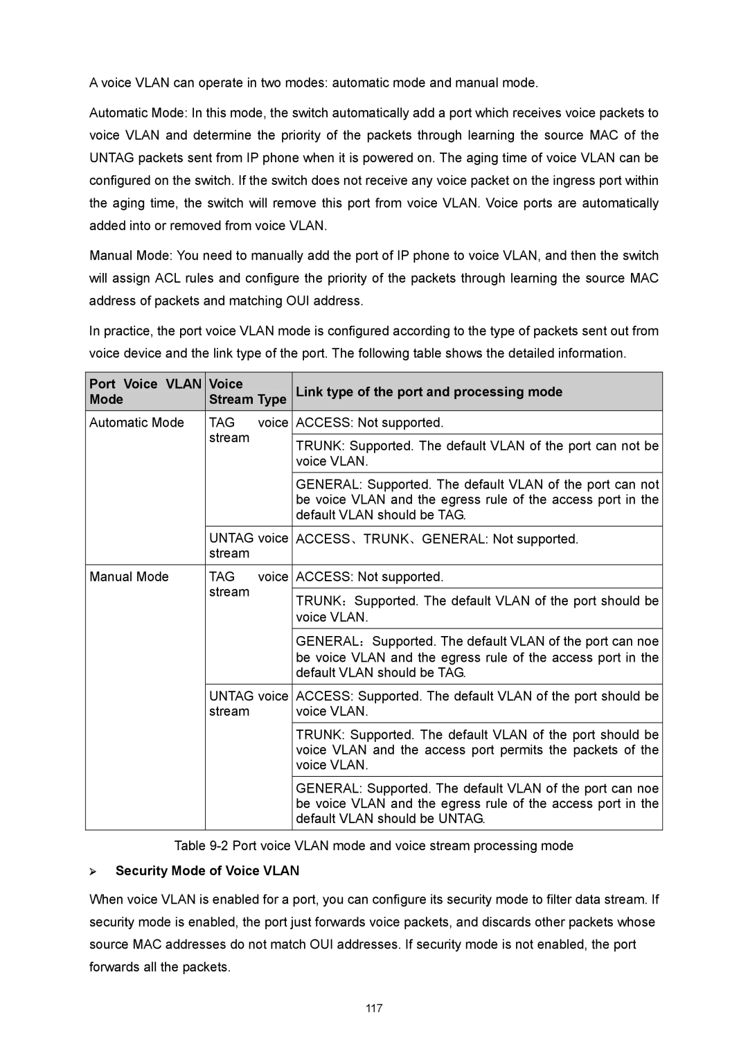 TP-Link TL-SG3216 manual Tag, ¾ Security Mode of Voice Vlan 