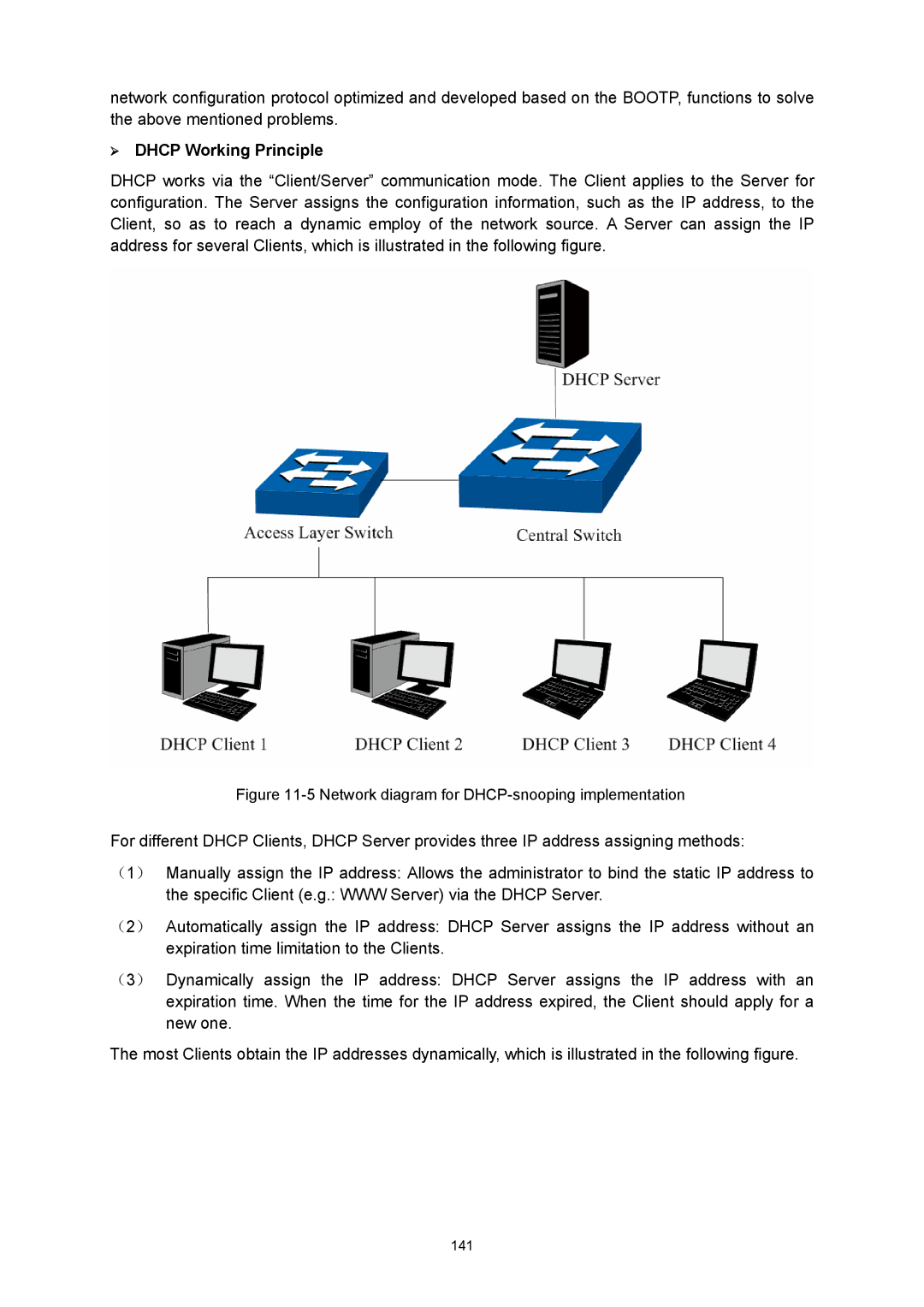 TP-Link TL-SG3216 manual ¾ Dhcp Working Principle, Network diagram for DHCP-snooping implementation 