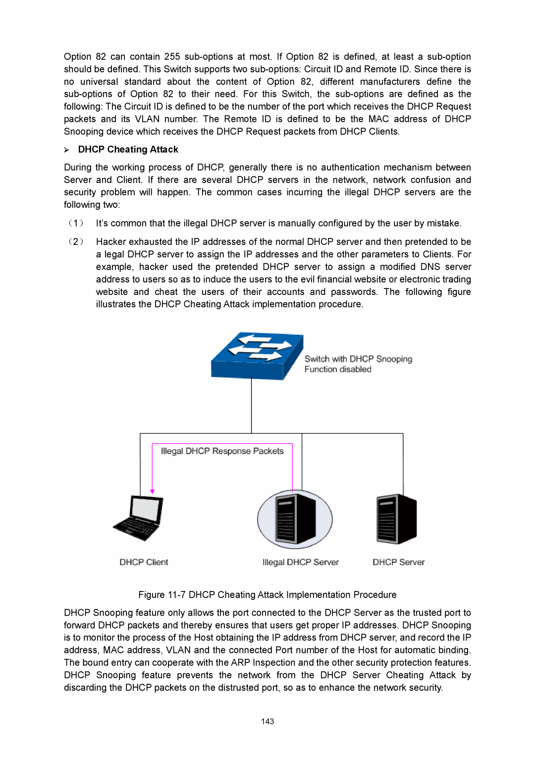 TP-Link TL-SG3216 manual ¾ Dhcp Cheating Attack, Dhcp Cheating Attack Implementation Procedure 