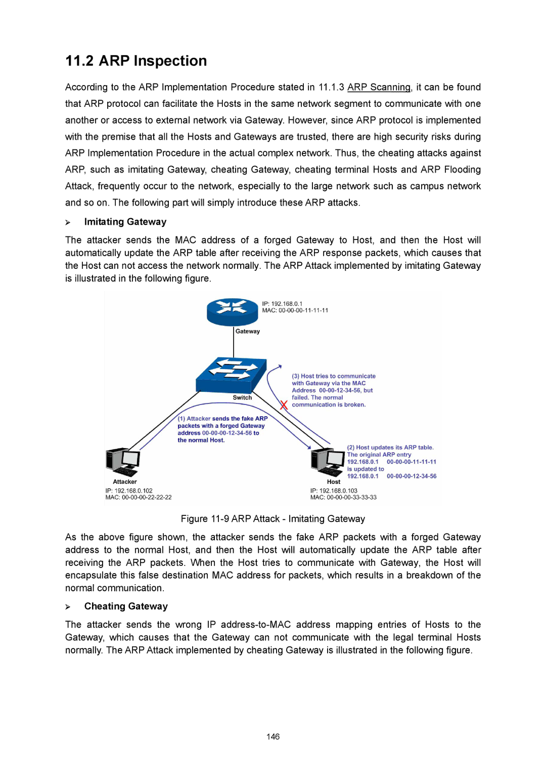 TP-Link TL-SG3216 manual ARP Inspection, ¾ Imitating Gateway, ¾ Cheating Gateway 