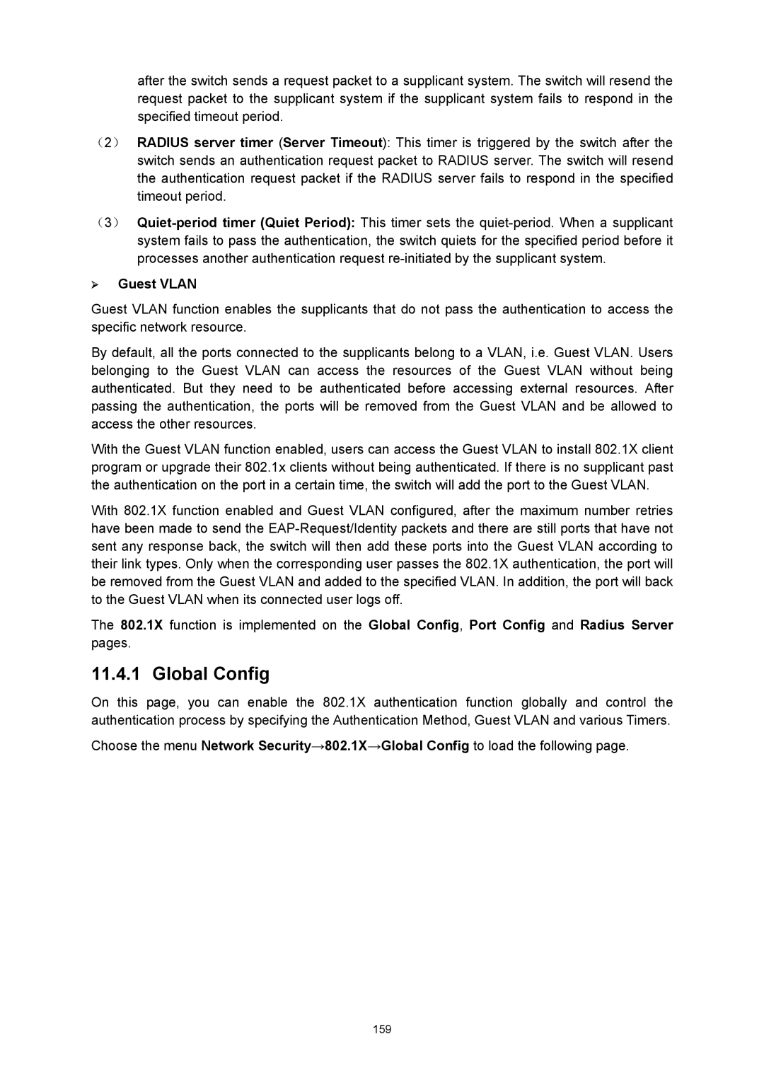 TP-Link TL-SG3216 manual Global Config, ¾ Guest Vlan 