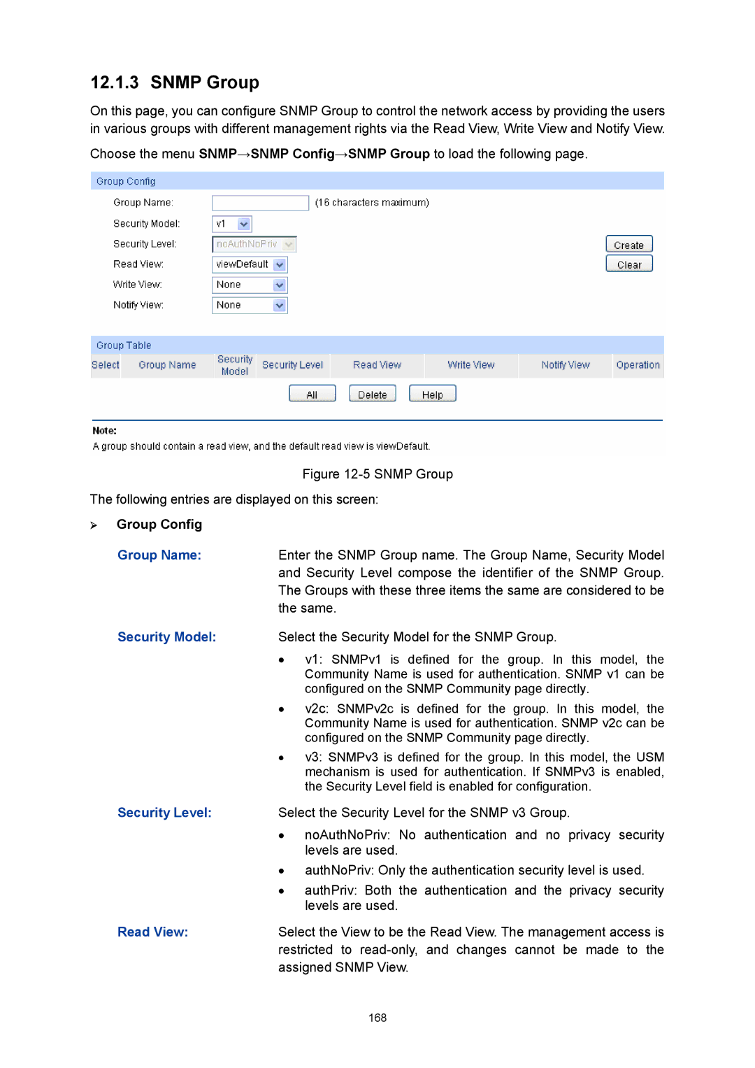 TP-Link TL-SG3216 manual Snmp Group, ¾ Group Config 