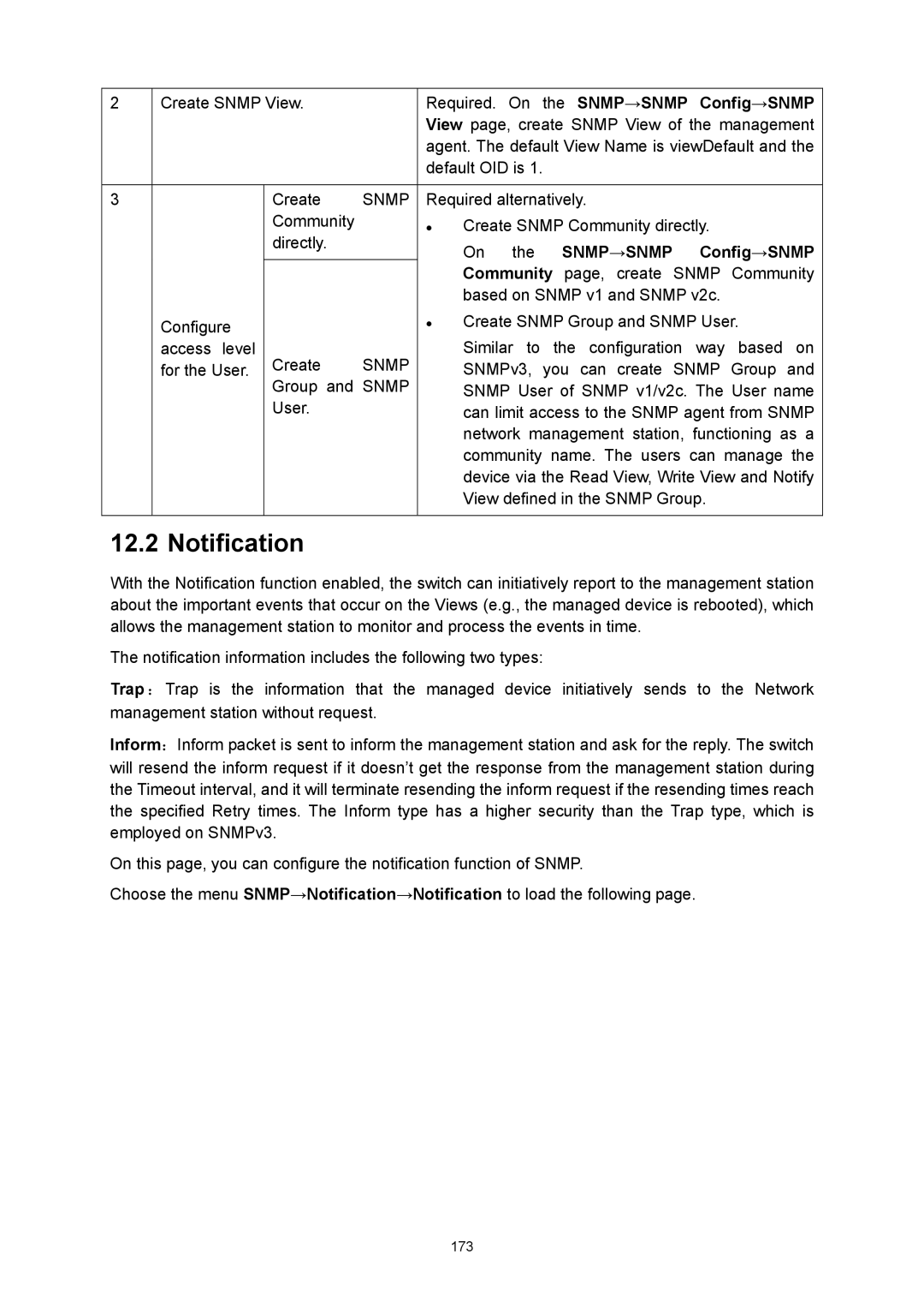 TP-Link TL-SG3216 manual Notification, On the SNMP→SNMP Config→SNMP 