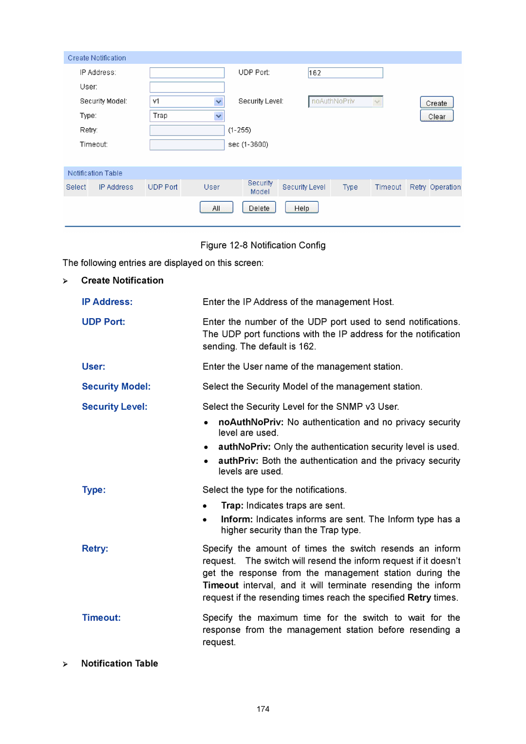 TP-Link TL-SG3216 manual UDP Port, User, Retry, Timeout 