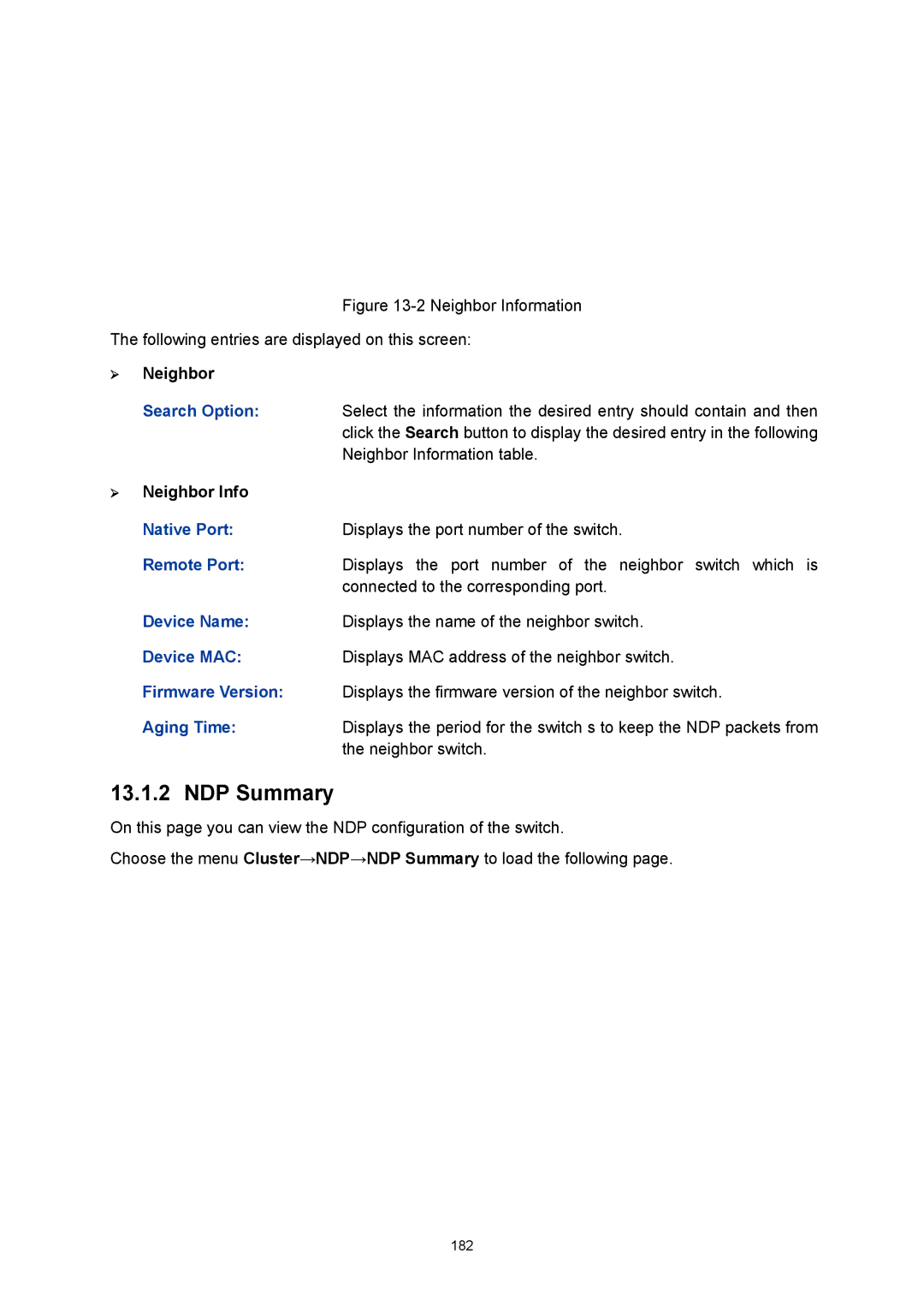 TP-Link TL-SG3216 manual NDP Summary, ¾ Neighbor Info 