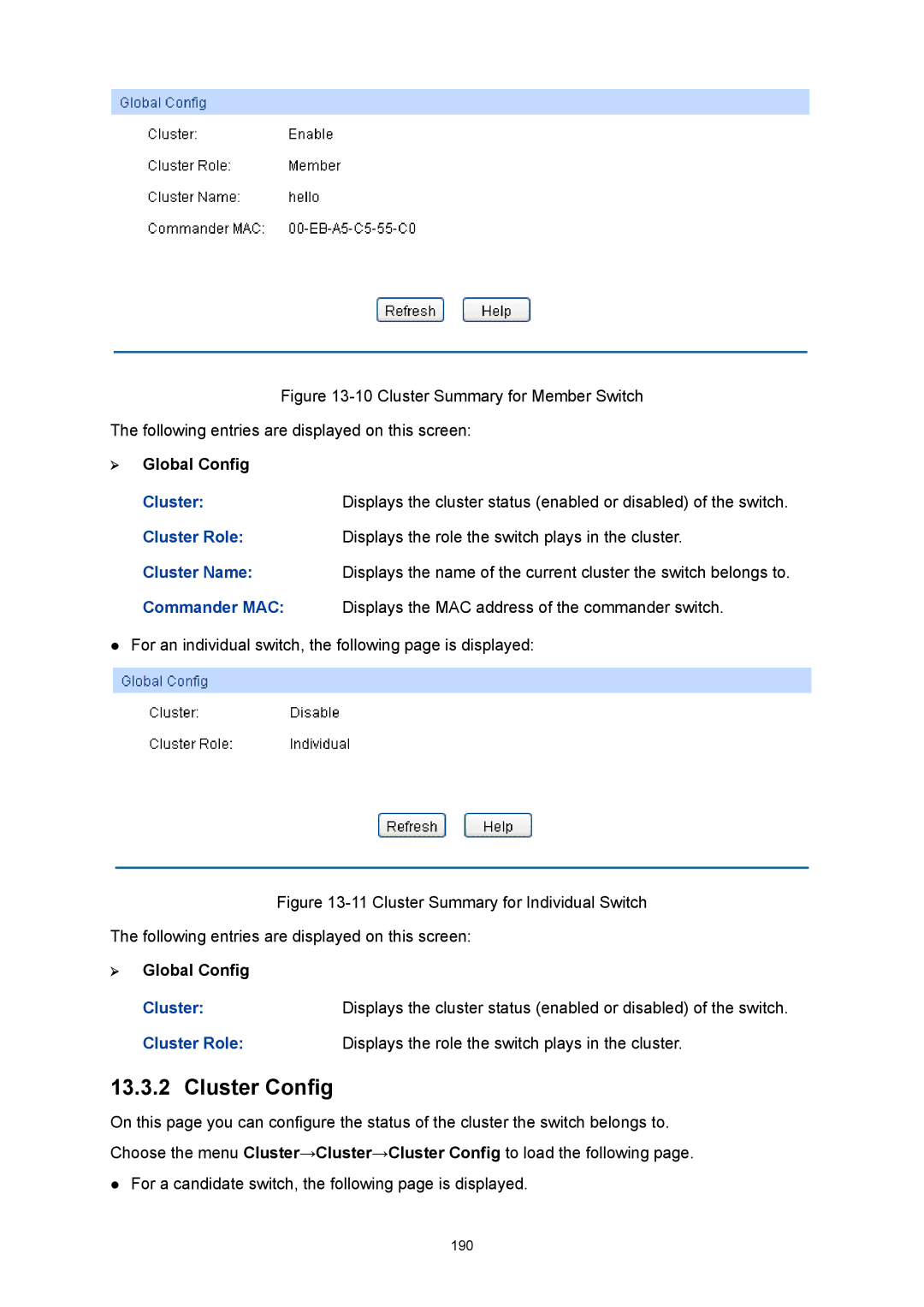 TP-Link TL-SG3216 manual Cluster Config, ¾ Global Config Cluster 