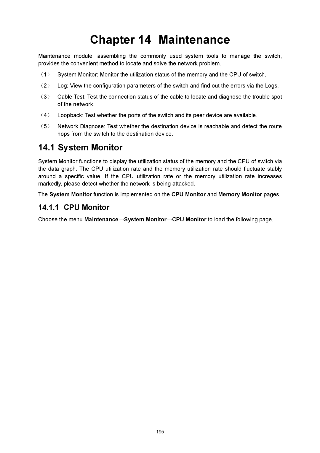 TP-Link TL-SG3216 manual Maintenance, System Monitor, CPU Monitor 