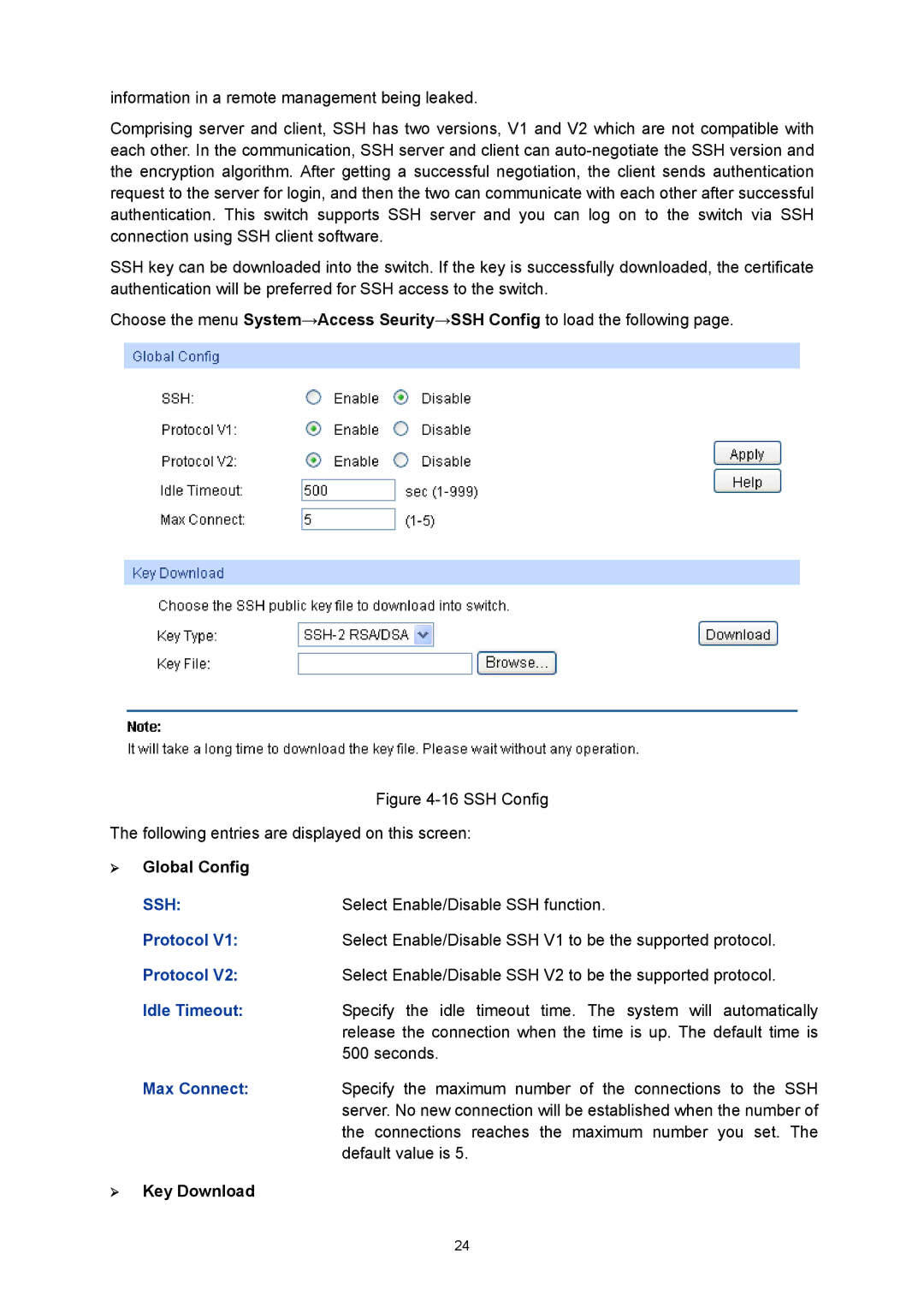 TP-Link TL-SG3216 manual Protocol, Idle Timeout, Max Connect 