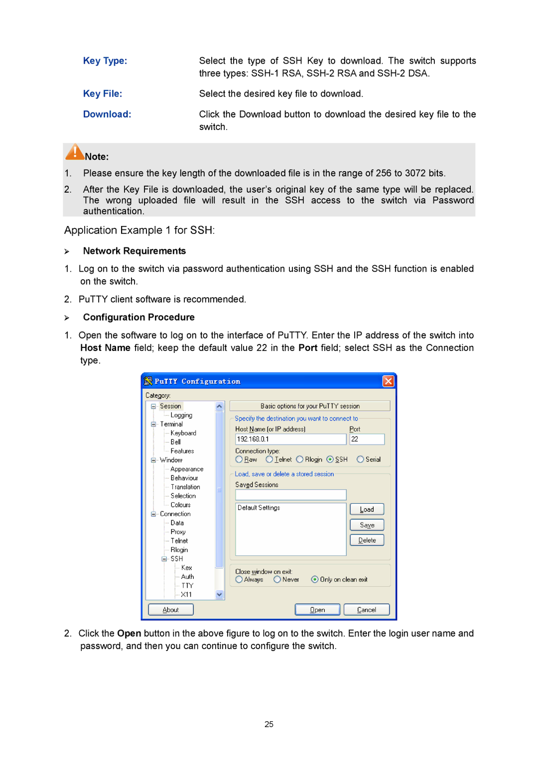 TP-Link TL-SG3216 manual Key Type, Download, ¾ Network Requirements, ¾ Configuration Procedure 